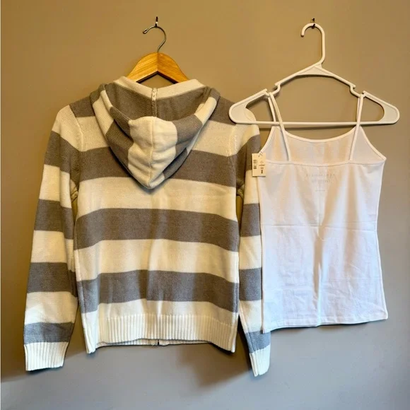 Aeropostale Stripe Rugby Full-Zip Sweater Hoodie & Cami Bundle Women's Size S - Picture 5 of 11